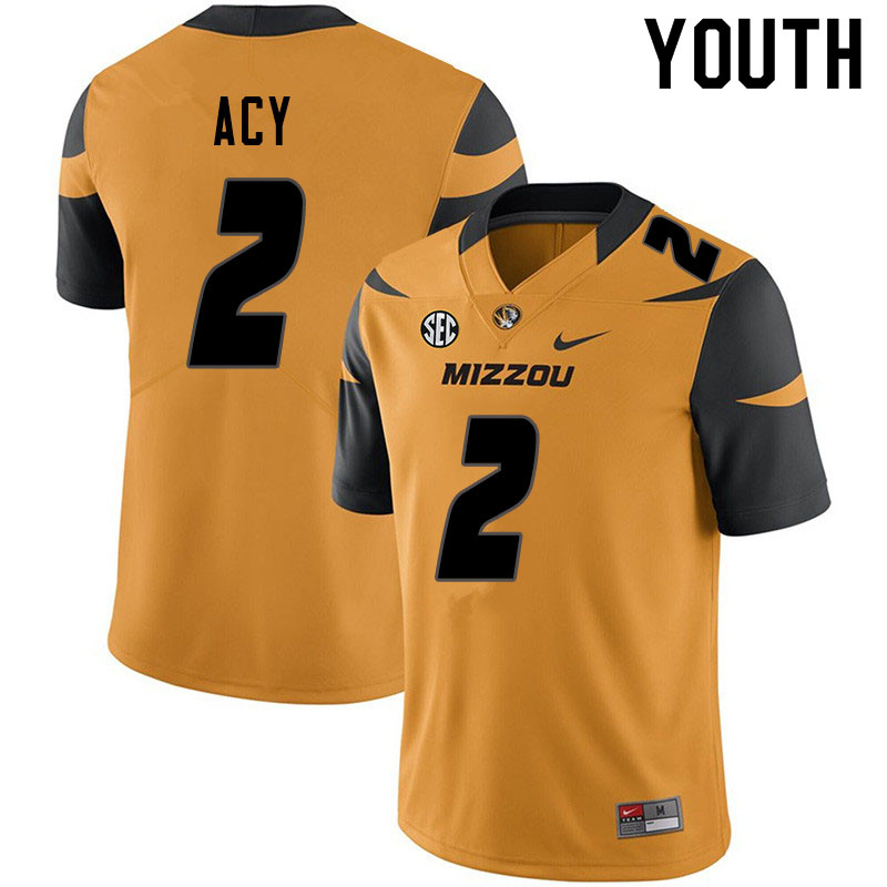 Youth #2 DeMarkus Acy Missouri Tigers College Football Jerseys Sale-Yellow - Click Image to Close